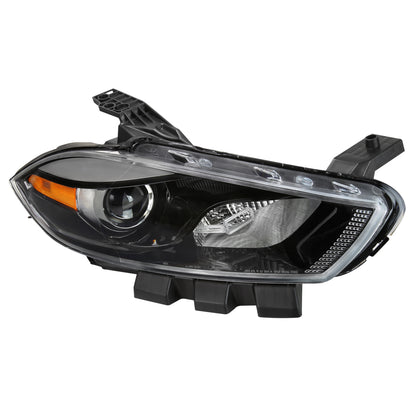 2013-2016 Dodge Dart Factory Style Headlights with Projector High/Low Beam - Passenger Side Only (Jet Black Housing/Clear Lens)