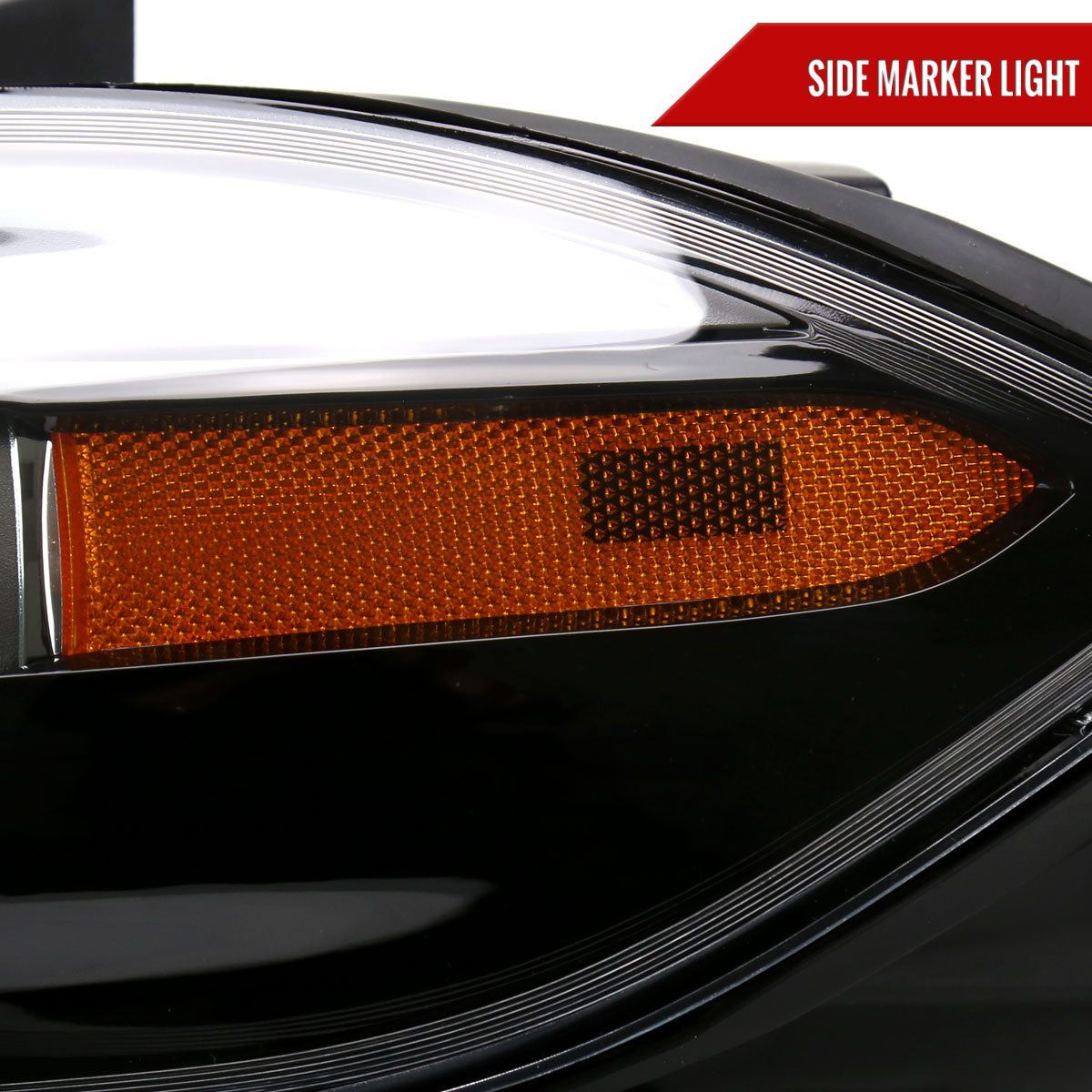 2013-2016 Dodge Dart Factory Style Headlights with Projector High/Low Beam (Jet Black Housing/Clear Lens)