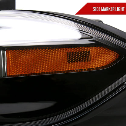 2013-2016 Dodge Dart Factory Style Headlights with Projector High/Low Beam (Jet Black Housing/Clear Lens)