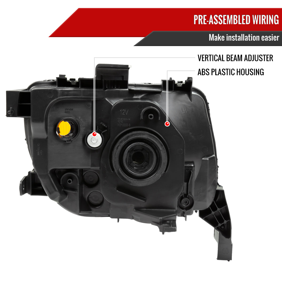 2003-2008 Honda Element Factory Style Headlights (Matte Black Housing/Clear Lens)