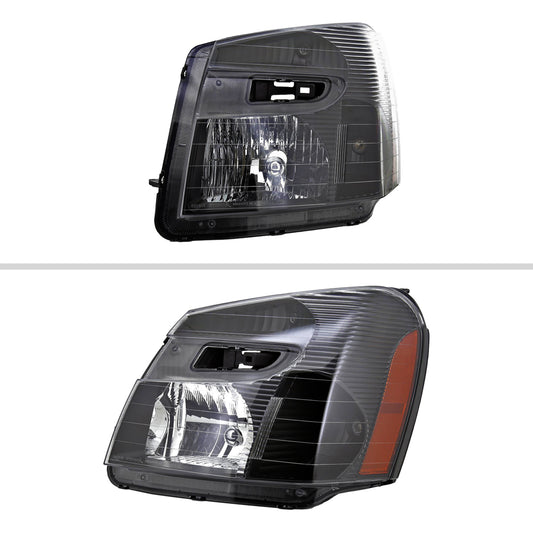 2005-2009 Chevrolet Equinox Factory Style Headlights w/ Amber Reflector (Matte Black Housing/Clear Lens)