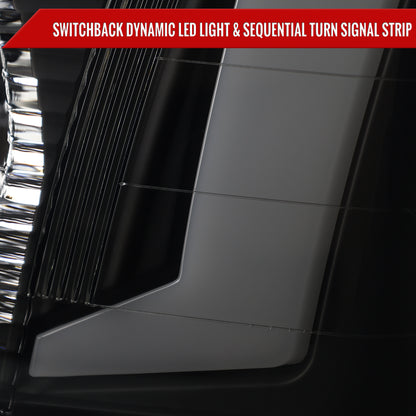 2005-2009 Chevy Equinox Factory Style Headlights with Sequential Switchback LED Bar Turn Signal (Matte Black Housing / Smoked Lens)