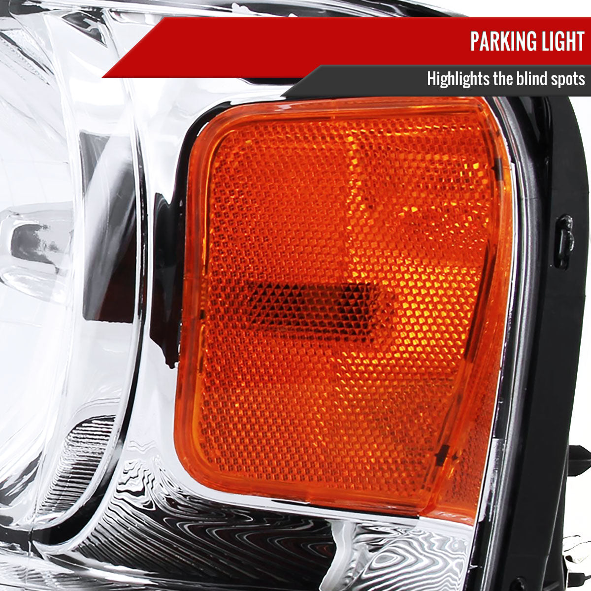 2004-2008 Ford F-150/ 2006-2008 Lincoln Mark LT Replacement Crystal Headlights w/ Amber Reflector (Chrome Housing/Clear Lens)
