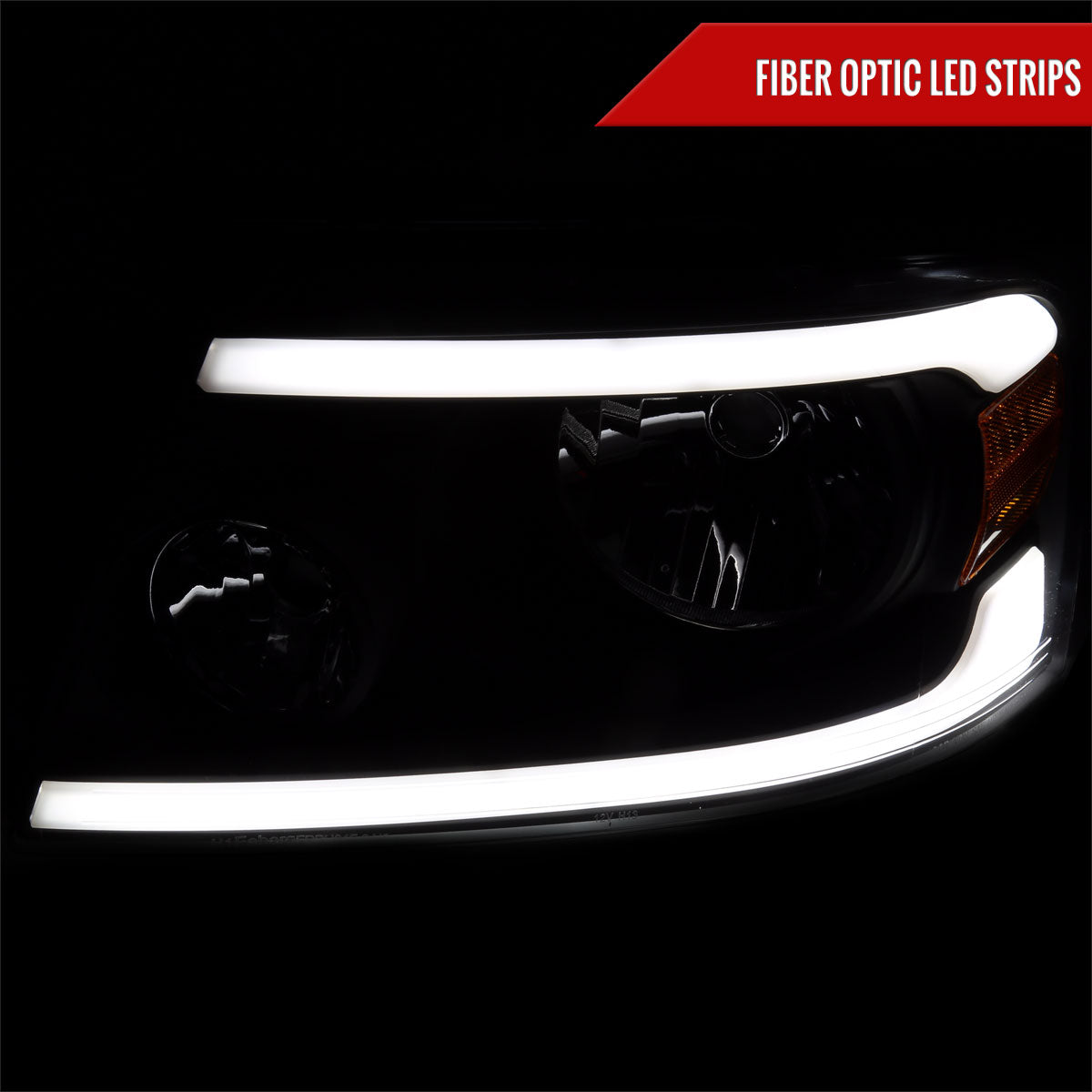 2004-2008 Ford F-150/ 2006-2008 Lincoln Mark LT LED Strip Factory Style Headlights (Matte Black Housing/Clear Lens)