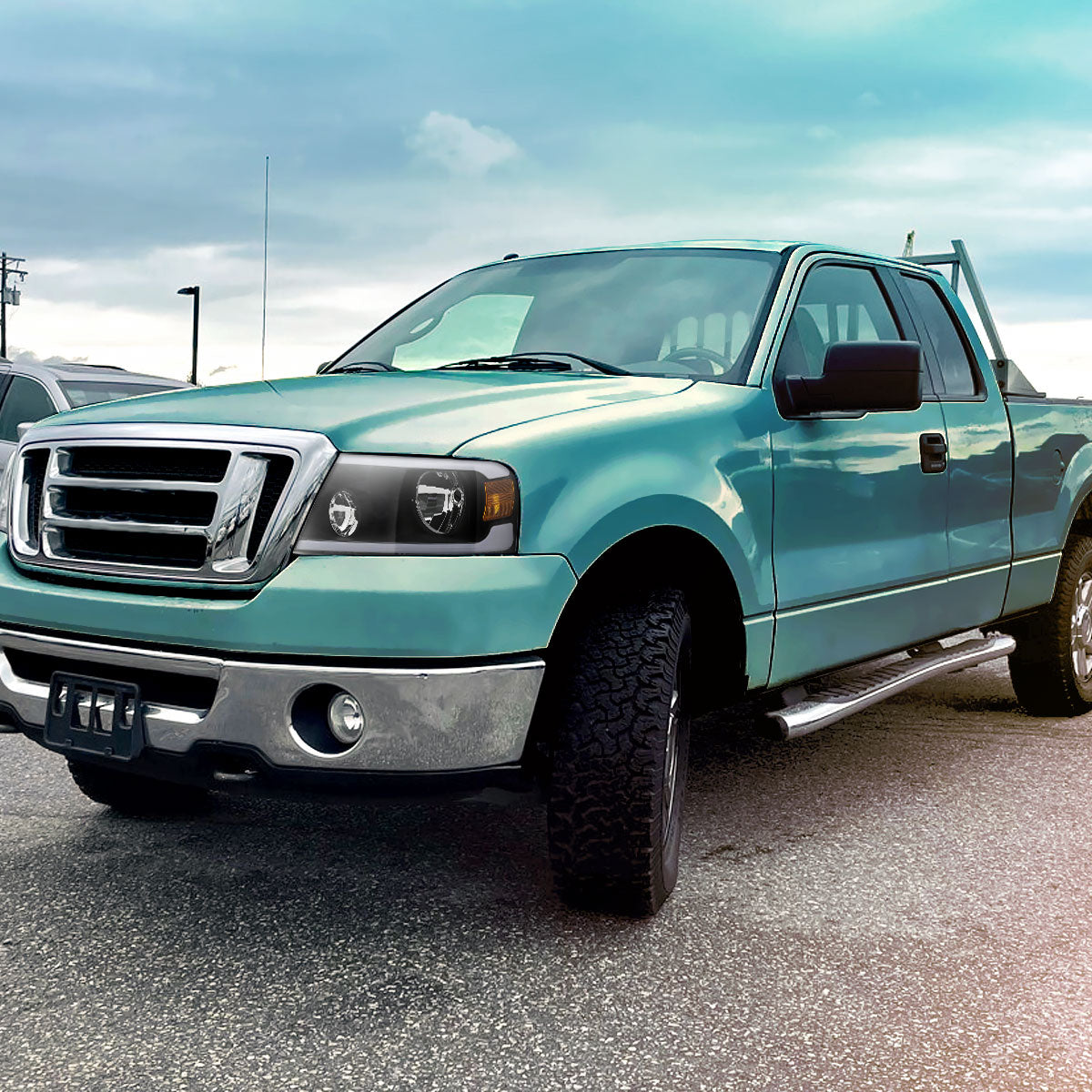 2004-2008 Ford F-150/ 2006-2008 Lincoln Mark LT LED Strip Factory Style Headlights (Matte Black Housing/Clear Lens)