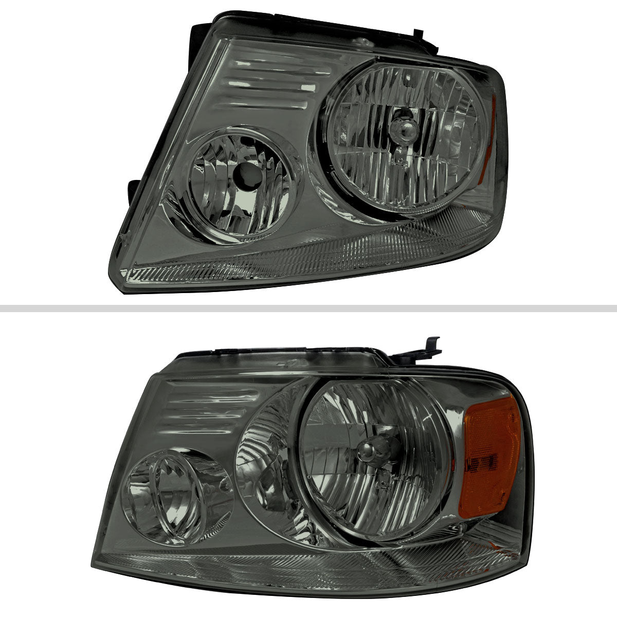 2004-2008 Ford F-150/2006-2008 Lincoln Mark LT Factory Style Headlights w/ Amber Reflector (Chrome Housing/Light Smoked Lens)