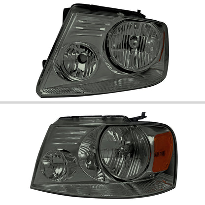 2004-2008 Ford F-150/2006-2008 Lincoln Mark LT Factory Style Headlights w/ Amber Reflector (Chrome Housing/Light Smoked Lens)