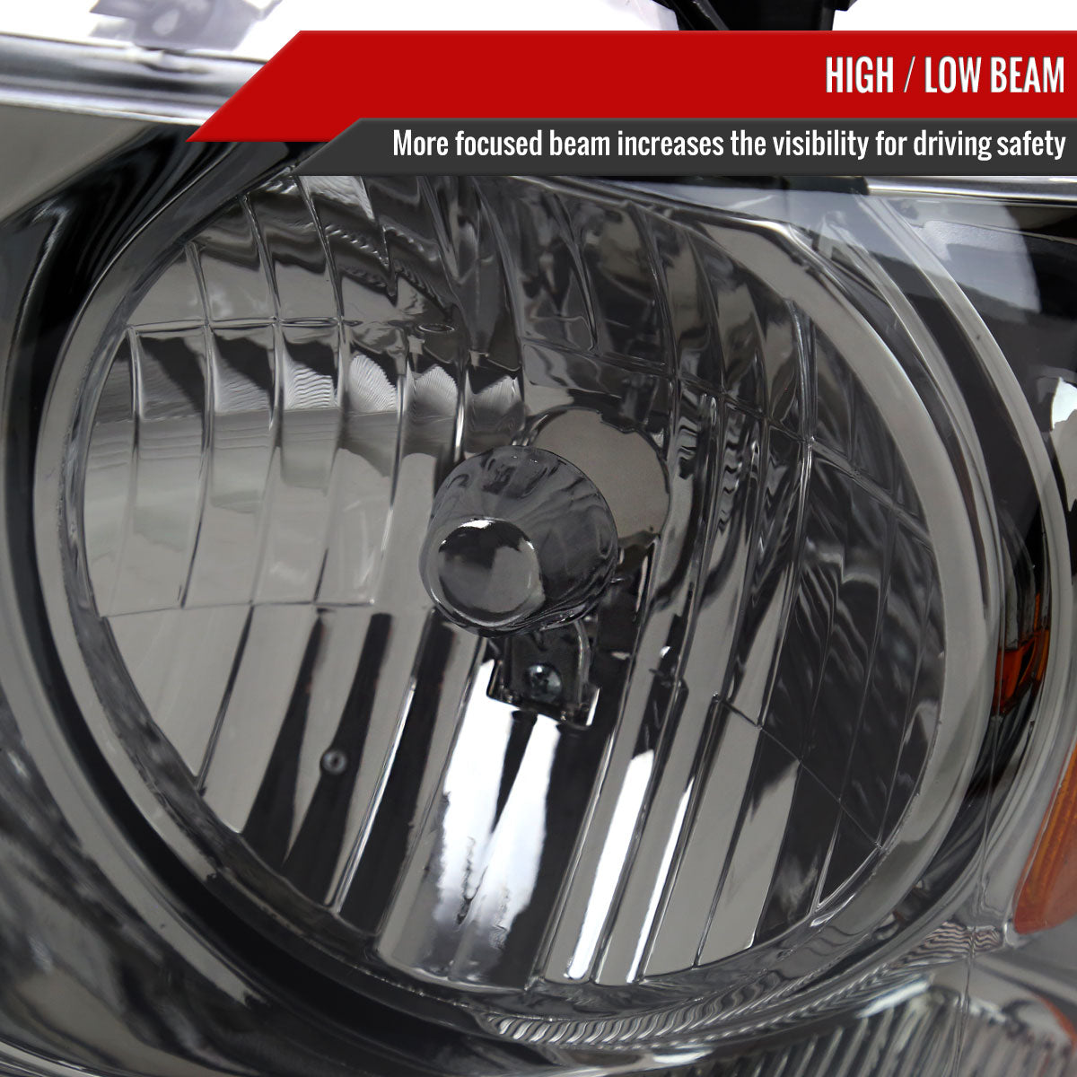 2004-2008 Ford F-150/2006-2008 Lincoln Mark LT Factory Style Headlights w/ Amber Reflector (Chrome Housing/Light Smoked Lens)