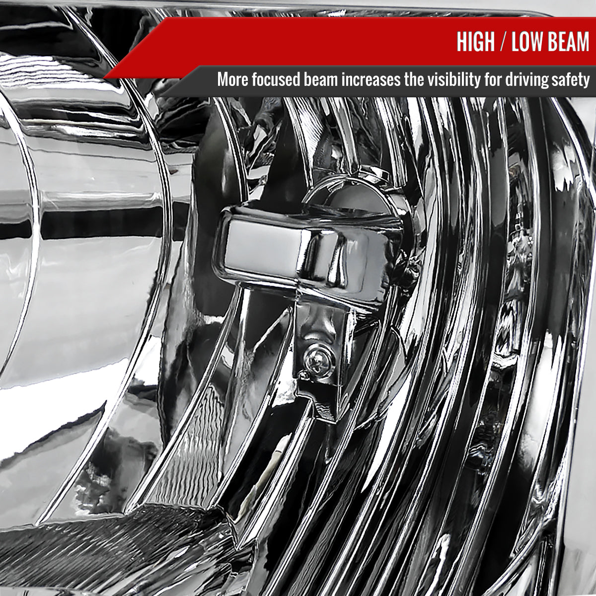 2009-2014 Ford F-150 Factory Style Crystal Headlights w/ Amber Reflector (Chrome Housing/Clear Lens)