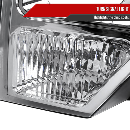 2009-2014 Ford F-150 Factory Style Crystal Headlights w/ Amber Reflector (Chrome Housing/Clear Lens)