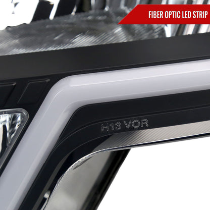 2009-2014 Ford F-150 LED Bar Factory Style Headlights with Amber Reflectors (Matte Black Housing/Clear Lens)
