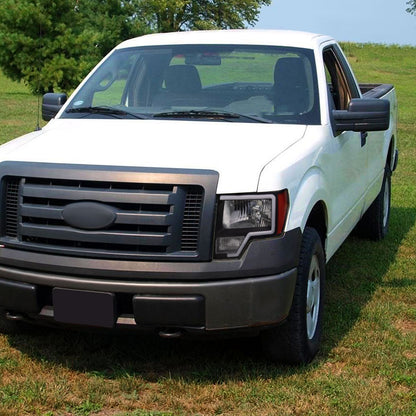 2009-2014 Ford F-150 LED Bar Factory Style Headlights with Amber Reflectors (Matte Black Housing/Clear Lens)
