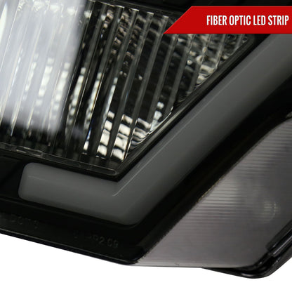 2009-2014 Ford F-150 LED Bar Factory Style Headlights with Amber Reflectors (Black Housing/Smoked Lens)