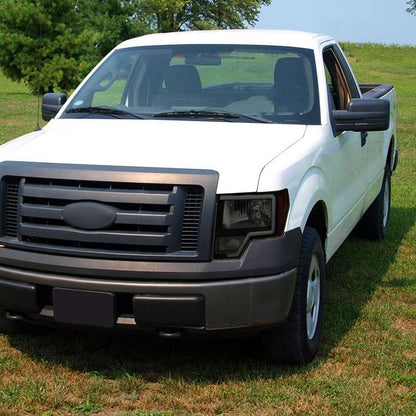 2009-2014 Ford F-150 LED Bar Factory Style Headlights with Amber Reflectors (Black Housing/Smoked Lens)