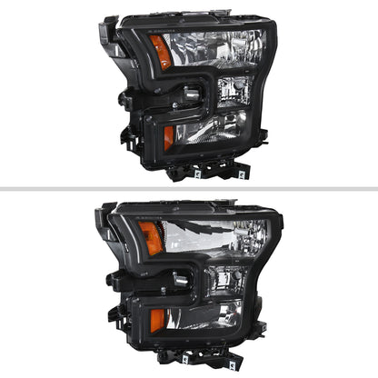 2015-2017 Ford F-150 Replacement Factory Style Headlights (Matte Black Housing/Clear Lens)