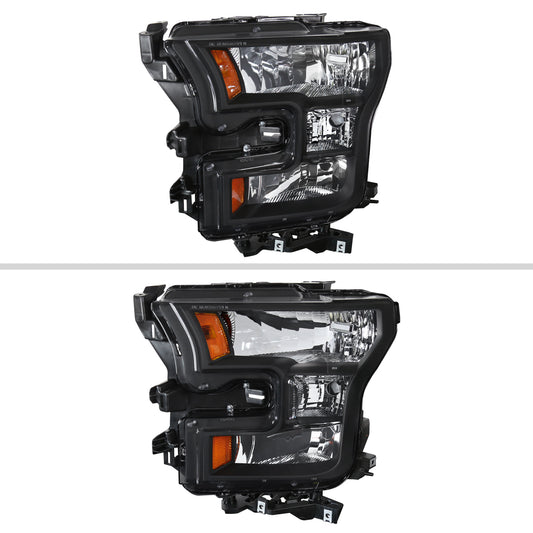 2015-2017 Ford F-150 Replacement Factory Style Headlights (Matte Black Housing/Clear Lens)