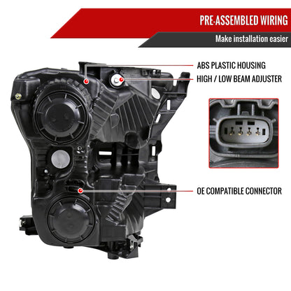 2015-2017 Ford F-150 Replacement Factory Style Headlights (Matte Black Housing/Clear Lens)