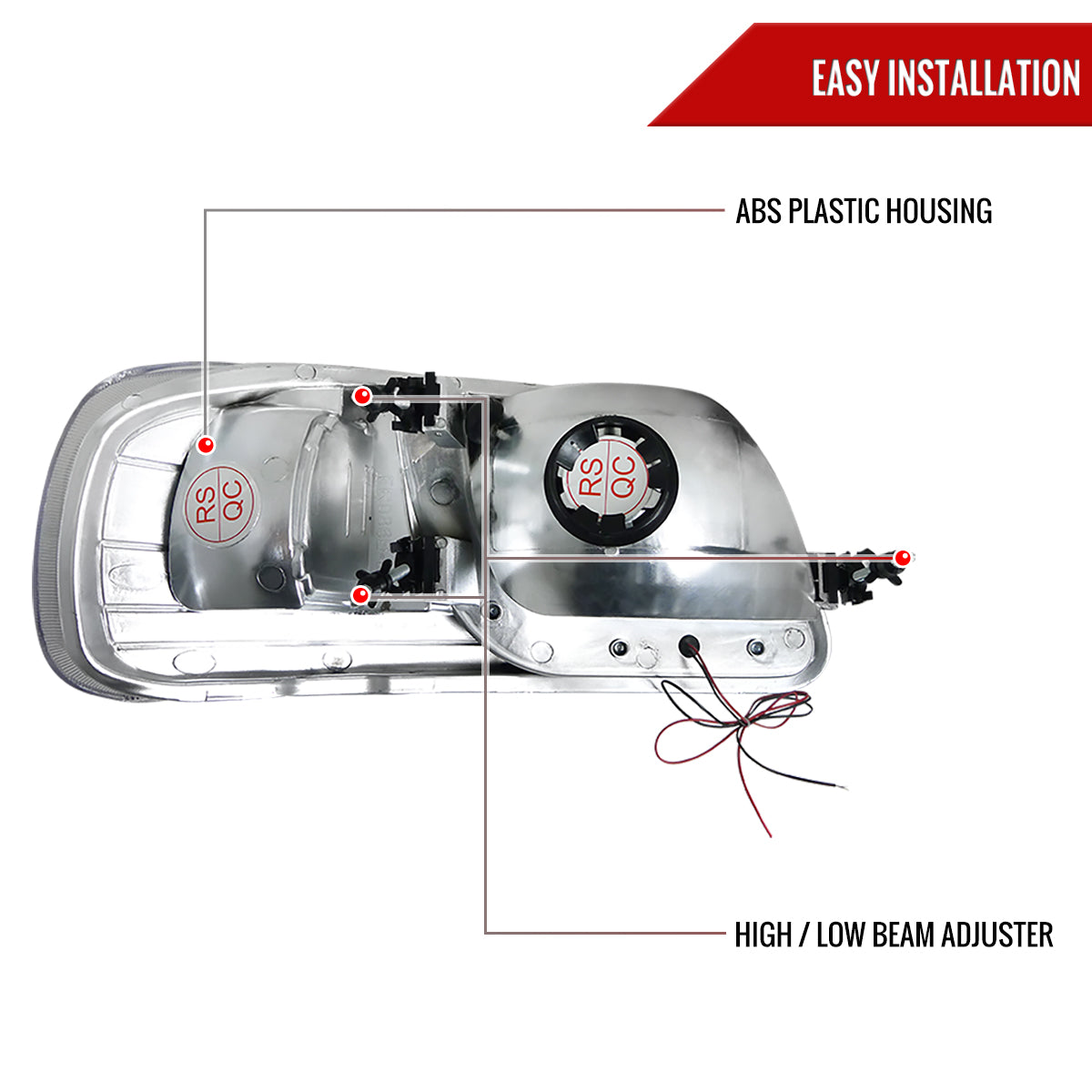 1997-2004 Ford F-150/Expedition Factory Style Crystal Headlights w/ SMD LED Light Strip (Chrome Housing/Clear Lens)