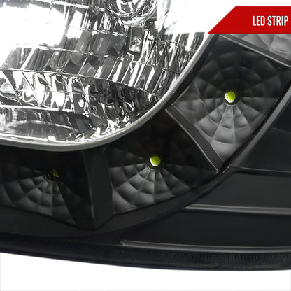 1997-2004 Ford F-150/Expedition Factory Style Crystal Headlights w/ SMD LED Light Strip (Matte Black Housing/Clear Lens)