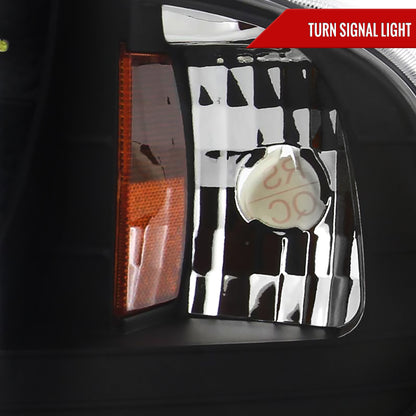 1997-2004 Ford F-150/Expedition Factory Style Crystal Headlights w/ SMD LED Light Strip (Matte Black Housing/Clear Lens)