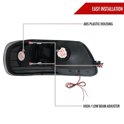 1997-2004 Ford F-150/Expedition Factory Style Crystal Headlights w/ SMD LED Light Strip (Matte Black Housing/Clear Lens)