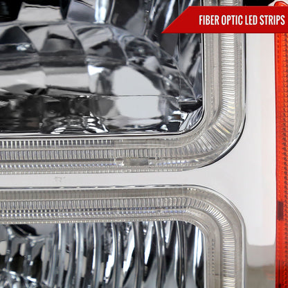 2005-2007 Ford F-250/F-350/F-450/F-550 Super Duty Dual LED C-Bar Factory Style Headlights (Chrome Housing/Clear Lens)