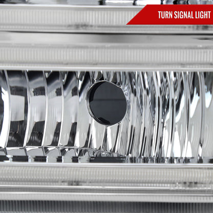 2005-2007 Ford F-250/F-350/F-450/F-550 Super Duty Dual LED C-Bar Factory Style Headlights (Chrome Housing/Clear Lens)