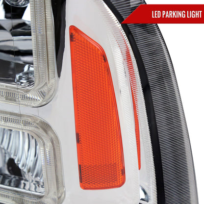 2005-2007 Ford F-250/F-350/F-450/F-550 Super Duty Dual LED C-Bar Factory Style Headlights (Chrome Housing/Clear Lens)