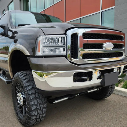 2005-2007 Ford F-250/F-350/F-450/F-550 Super Duty Dual LED C-Bar Factory Style Headlights (Chrome Housing/Clear Lens)