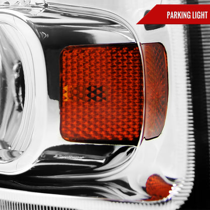 2005-2007 Ford F-250/F-350/F-450/F-550/Excursion Crystal Headlights w/ SMD LED Light Strip (Chrome Housing/Clear Lens)