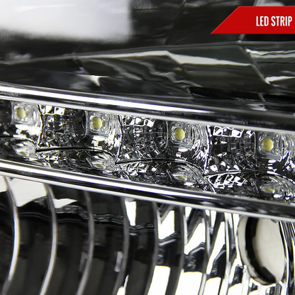 2005-2007 Ford F-250/F-350/F-450/F-550/Excursion Crystal Headlights w/ SMD LED Light Strip (Chrome Housing/Clear Lens)