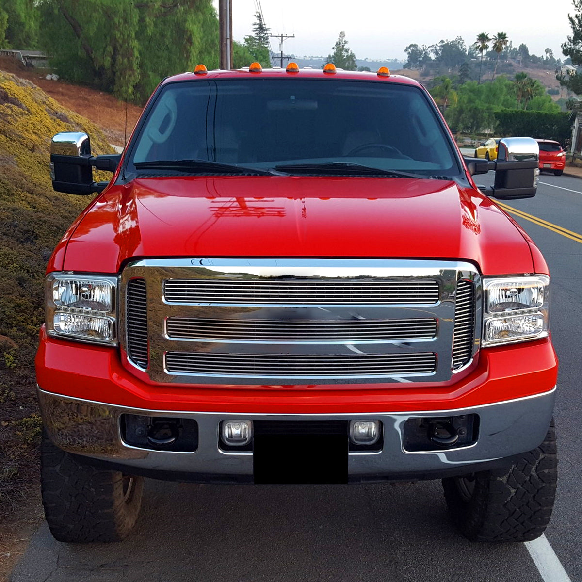 2005-2007 Ford F-250/F-350/F-450/F-550/Excursion Crystal Headlights w/ SMD LED Light Strip (Chrome Housing/Clear Lens)