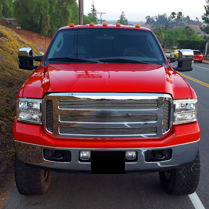 2005-2007 Ford F-250/F-350/F-450/F-550/Excursion Crystal Headlights w/ SMD LED Light Strip (Chrome Housing/Clear Lens)