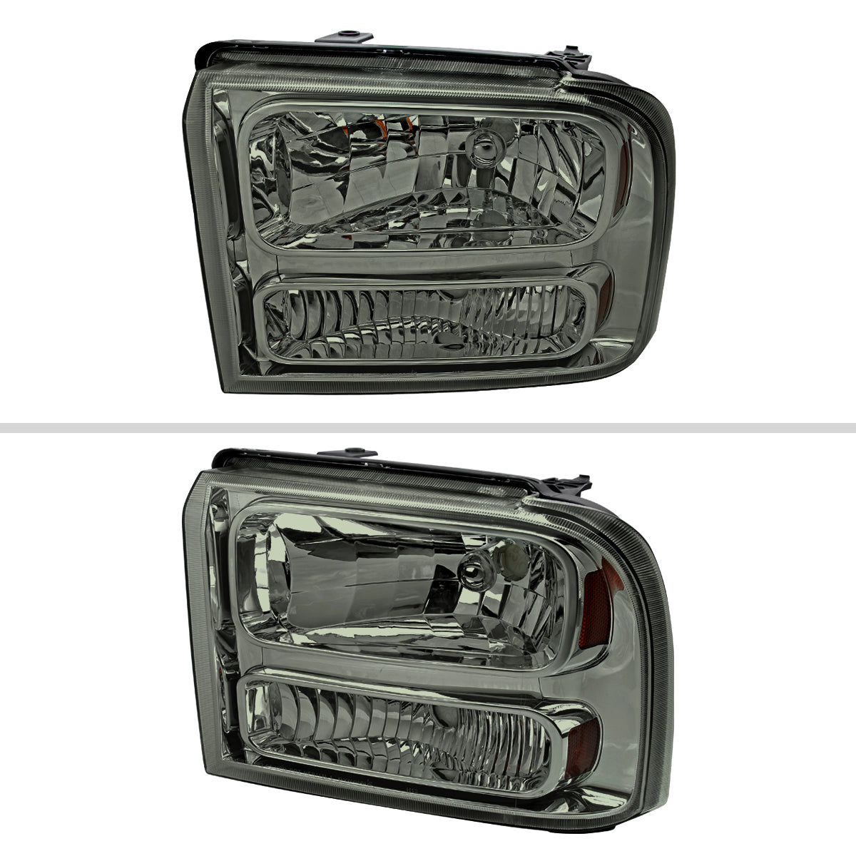 2005-2007 Ford F-250/F-350/F-450/F-550/Excursion Crystal Headlights (Chrome Housing/Somke Lens)