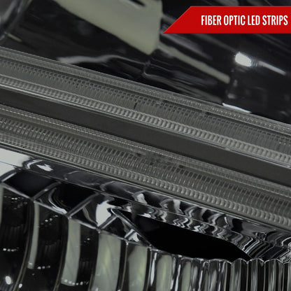 2005-2007 Ford F-250/F-350/F-450/F-550 Super Duty Dual LED C-Bar Factory Style Headlights (Chrome Housing/Smoked Lens)