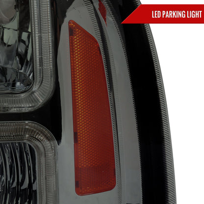 2005-2007 Ford F-250/F-350/F-450/F-550 Super Duty Dual LED C-Bar Factory Style Headlights (Chrome Housing/Smoked Lens)