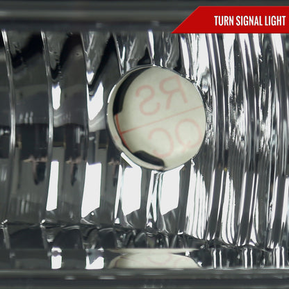 2005-2007 Ford F-250/F-350/F-450/F-550/Excursion Crystal Headlights w/ SMD LED Light Strip (Chrome Housing/Smoked Lens)