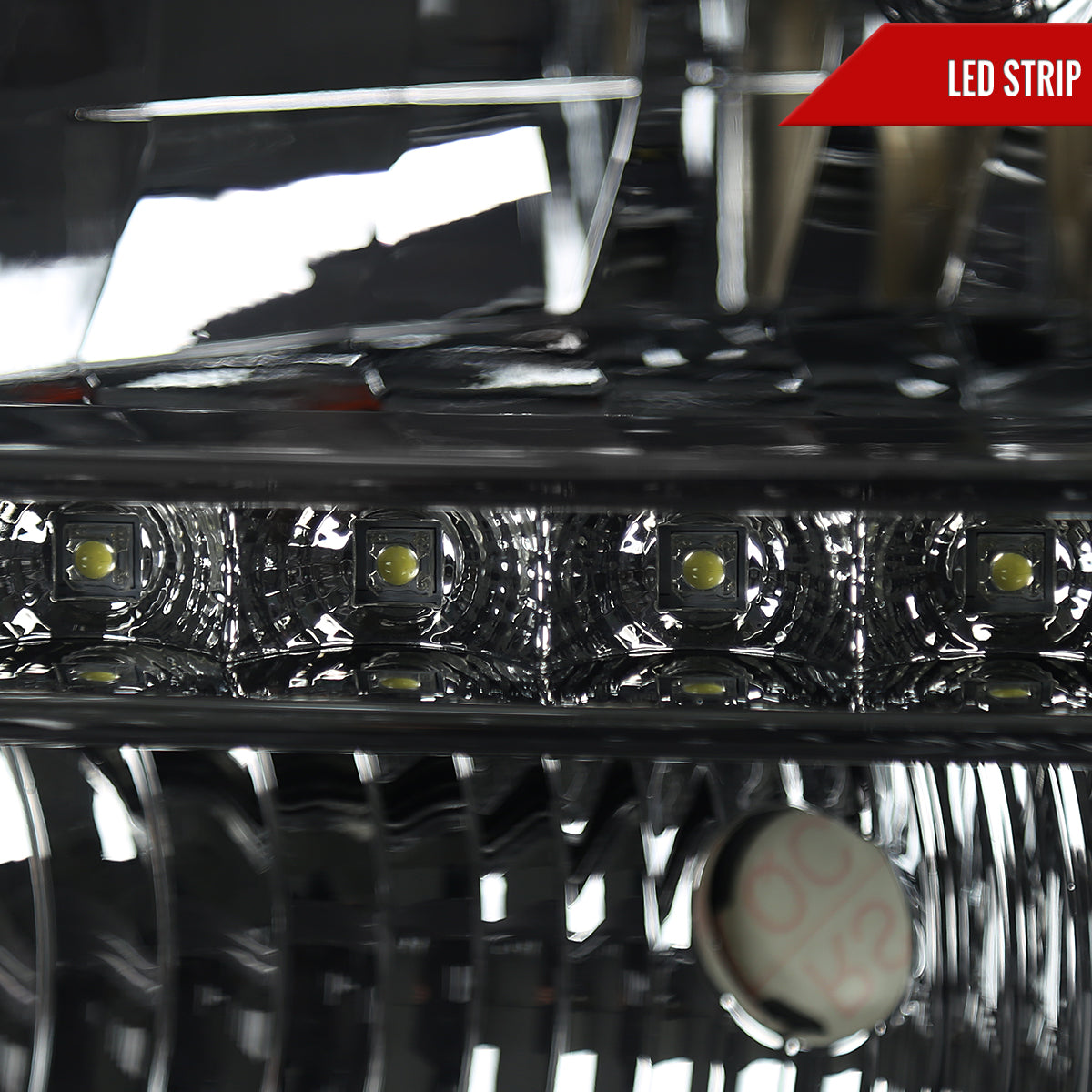 2005-2007 Ford F-250/F-350/F-450/F-550/Excursion Crystal Headlights w/ SMD LED Light Strip (Chrome Housing/Smoked Lens)