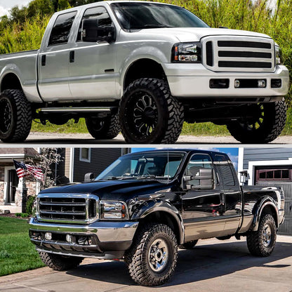 2005-2007 Ford F-250/F-350/F-450/F-550/Excursion Crystal Headlights (Matte Black Housing/Clear Lens)