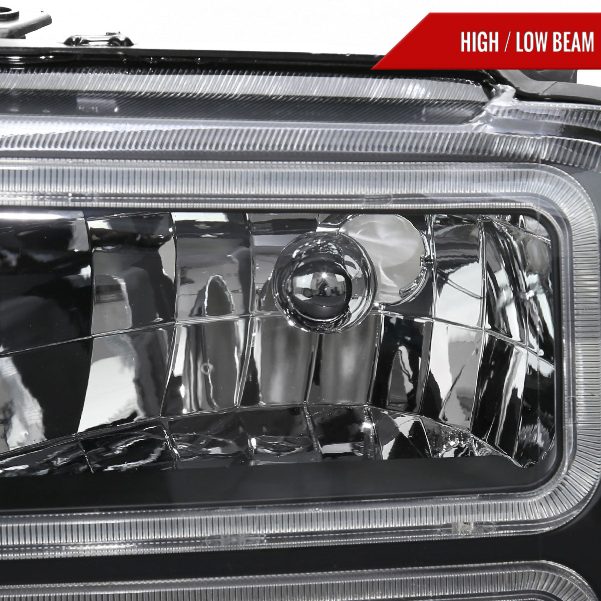 2005-2007 Ford F-250/F-350/F-450/F-550 Super Duty Dual LED C-Bar Factory Style Headlights (Matte Black Housing/Clear Lens)
