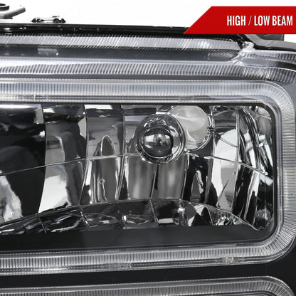 2005-2007 Ford F-250/F-350/F-450/F-550 Super Duty Dual LED C-Bar Factory Style Headlights (Matte Black Housing/Clear Lens)