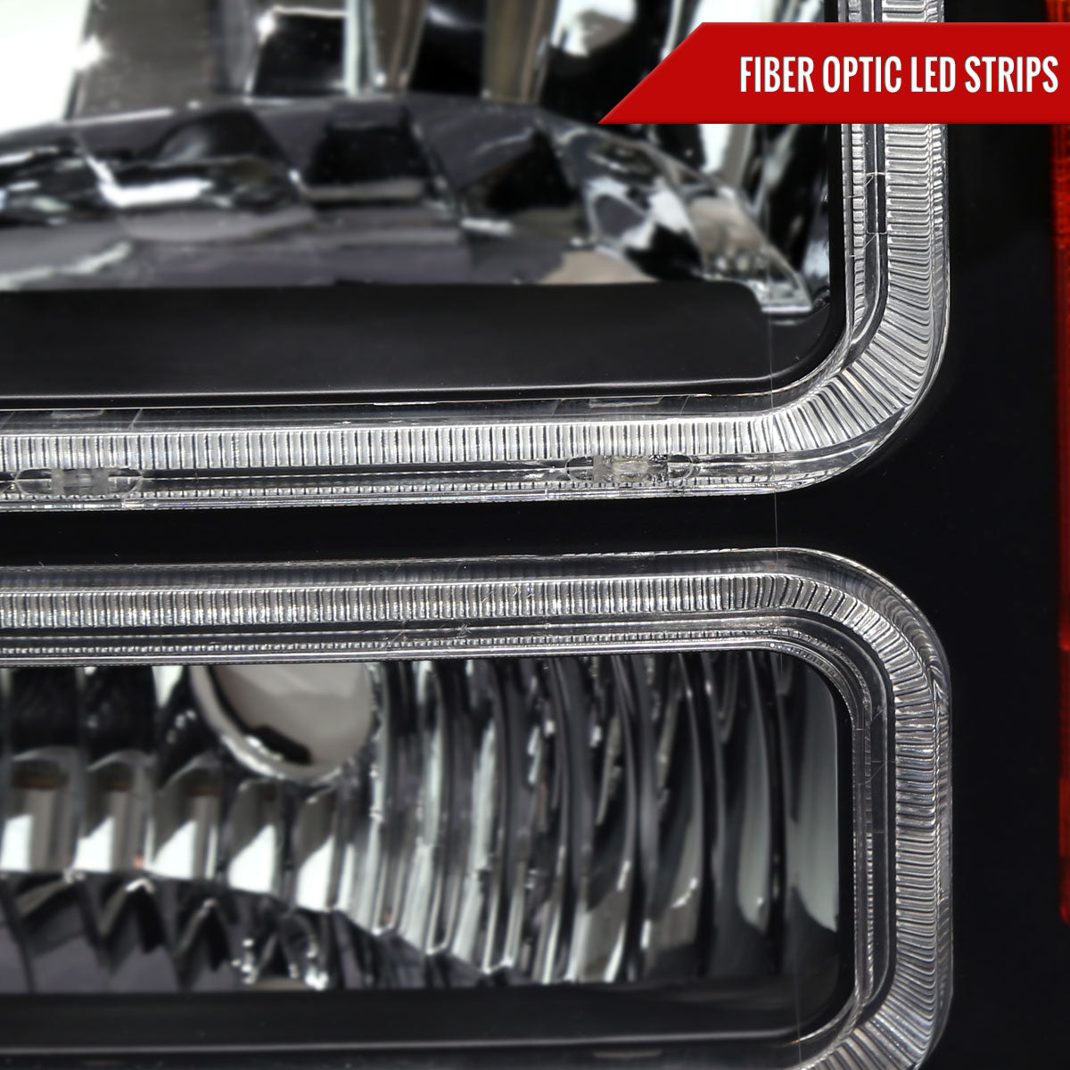 2005-2007 Ford F-250/F-350/F-450/F-550 Super Duty Dual LED C-Bar Factory Style Headlights (Matte Black Housing/Clear Lens)