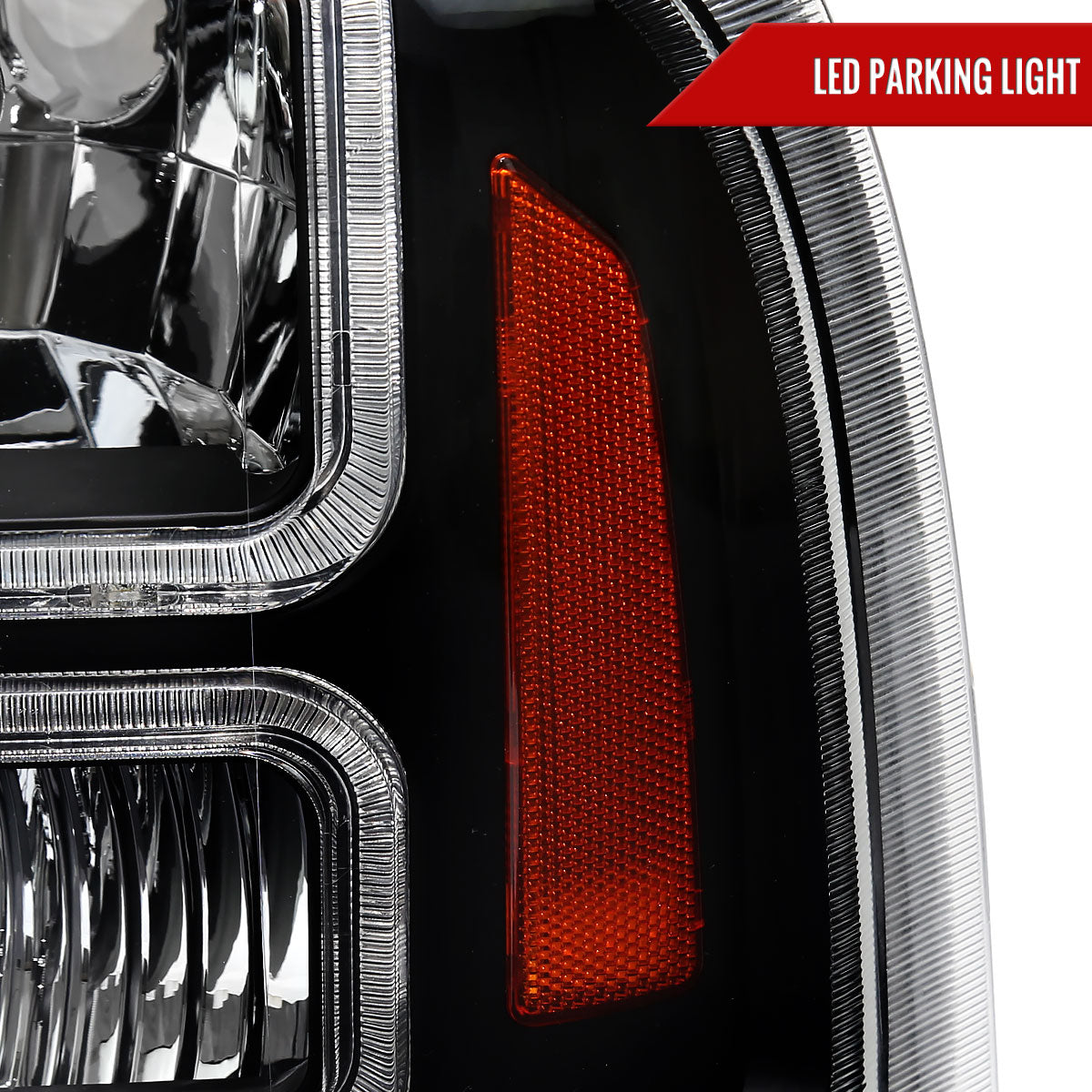 2005-2007 Ford F-250/F-350/F-450/F-550 Super Duty Dual LED C-Bar Factory Style Headlights (Matte Black Housing/Clear Lens)