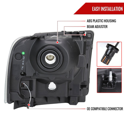 2005-2007 Ford F-250/F-350/F-450/F-550 Super Duty Dual LED C-Bar Factory Style Headlights (Matte Black Housing/Clear Lens)