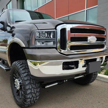 2005-2007 Ford F-250/F-350/F-450/F-550 Super Duty Dual LED C-Bar Factory Style Headlights (Matte Black Housing/Clear Lens)