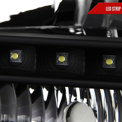 2005-2007 Ford F-250/F-350/F-450/F-550/Excursion Crystal Headlights w/ SMD LED Light Strip (Matte Black Housing/Clear Lens)