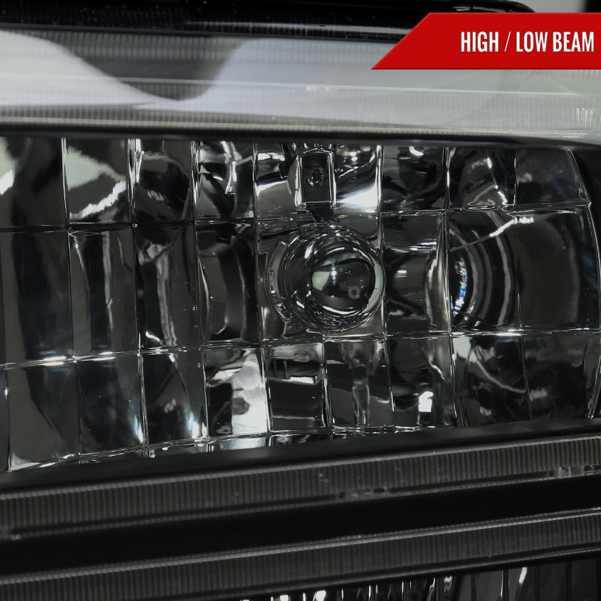 2005-2007 Ford F-250/F-350/F-450/F-550 Super Duty Dual LED C-Bar Factory Style Headlights (Matte Black Housing/Smoked Lens)