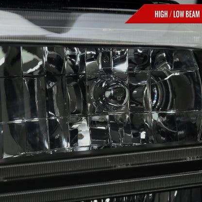 2005-2007 Ford F-250/F-350/F-450/F-550 Super Duty Dual LED C-Bar Factory Style Headlights (Matte Black Housing/Smoked Lens)