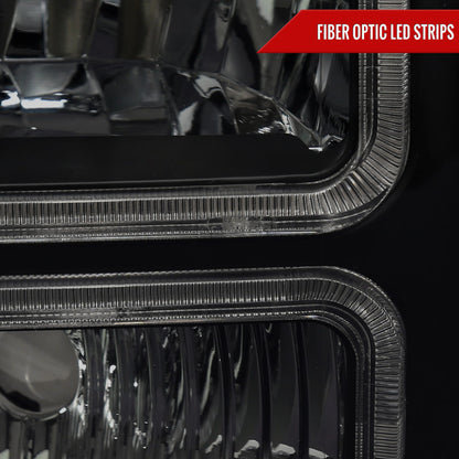 2005-2007 Ford F-250/F-350/F-450/F-550 Super Duty Dual LED C-Bar Factory Style Headlights (Matte Black Housing/Smoked Lens)