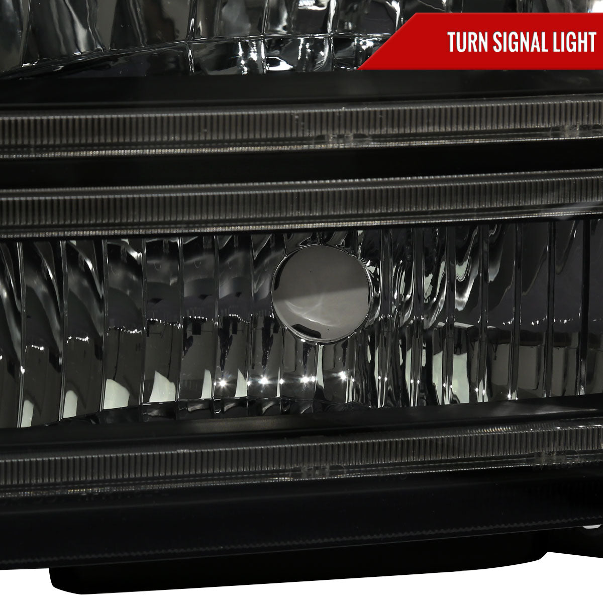 2005-2007 Ford F-250/F-350/F-450/F-550 Super Duty Dual LED C-Bar Factory Style Headlights (Matte Black Housing/Smoked Lens)